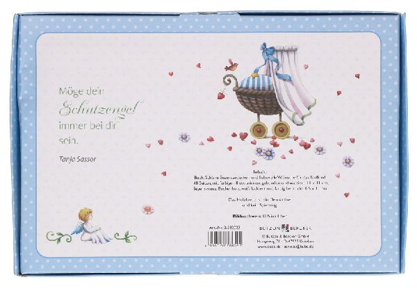 Liebe Wünsche zur Taufe. Geschenkset blau