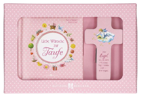 Liebe Wünsche zur Taufe. Geschenkset rosa