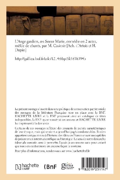 L'Ange gardien ou Soeur Marie, comédie en 2 actes, mêlée de chants