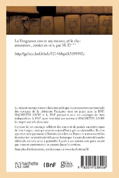 La Vengeance contre soy-mesme, et le chat amoureux, contes en vers