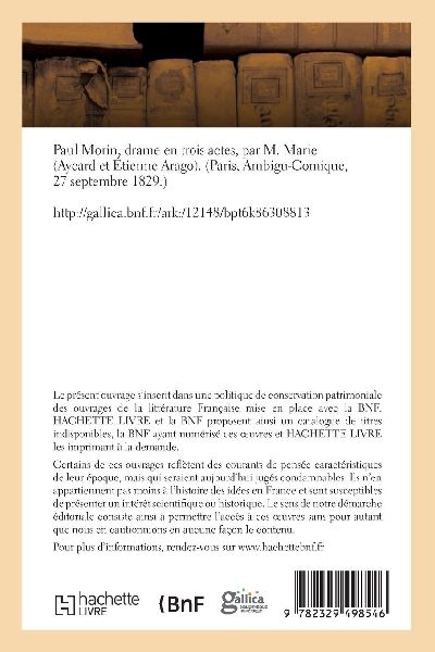 Paul Morin, drame en trois actes. Ambigu-Comique, Paris, 27 septembre 1829