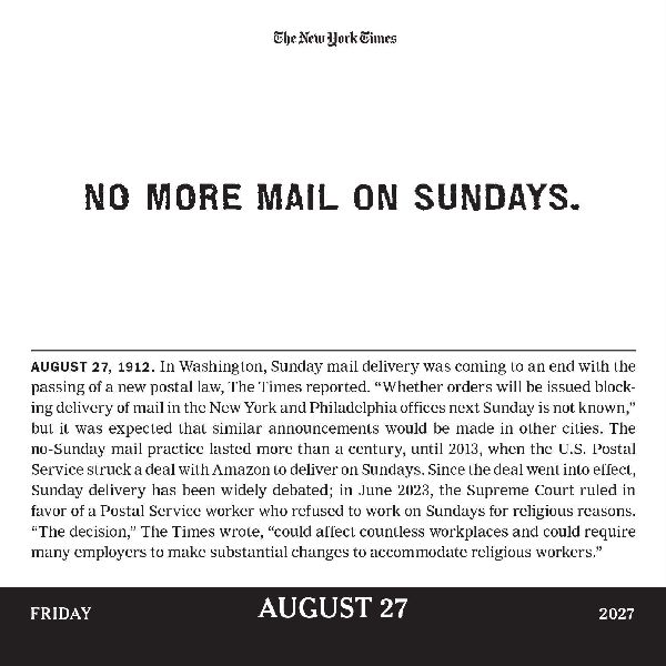 The New York Times Headlines in History Page-A-Day® Calendar 2027