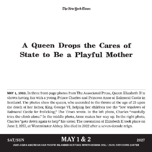 The New York Times Headlines in History Page-A-Day® Calendar 2027
