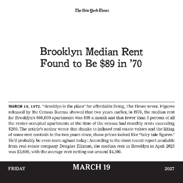 The New York Times Headlines in History Page-A-Day® Calendar 2027