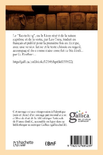 Le Tao-te-hing, ou le Livre révéré de la raison suprême et de la vertu (Ed.1838)