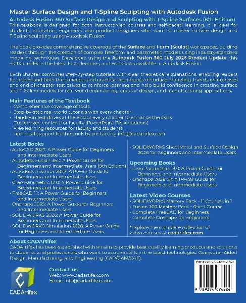 Autodesk Fusion 360 Surface Design and Sculpting with T-Spline Surfaces (8th Edition)