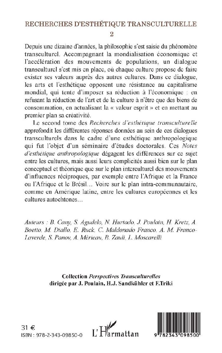 Recherches d'esthétique transculturelle 2