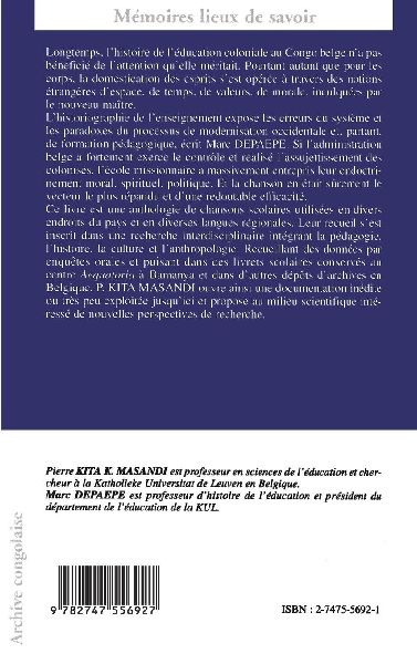 La chanson scolaire au Congo Belge
