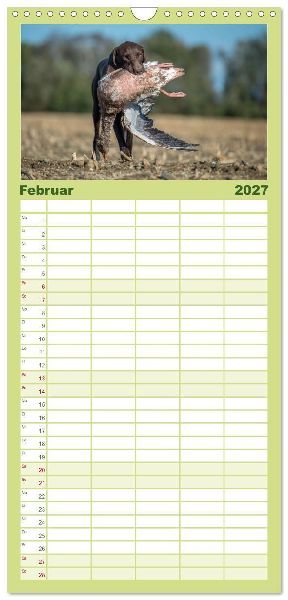 Familienplaner 2027 - Jagdhunde bei der Arbeit mit 5 Spalten (Wandkalender, 21 x 45 cm) CALVENDO