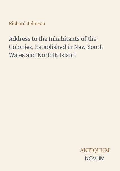Address to the Inhabitants of the Colonies, Established in New...