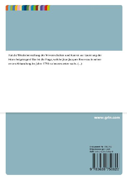 Literatur und Moral in Rosseau's erster Abhandlung