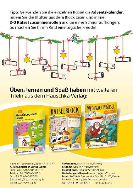 Weihnachtsrätsel - Rätselblock ab 6 Jahre