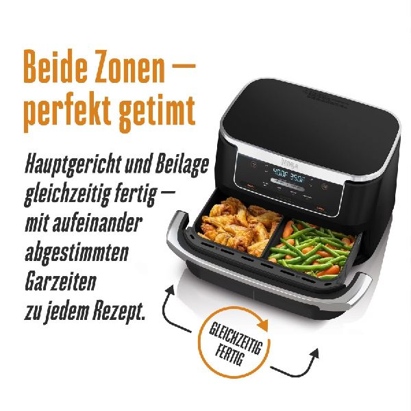 Ninja Heißluftfritteuse Rezeptbuch Dual Zone: 2 Körbe, 1 perfekte Mahlzeit - erprobte Rezepte mit exakt abgestimmten Garzeiten | Erfahrung aus über 100 Airfryer-Tests