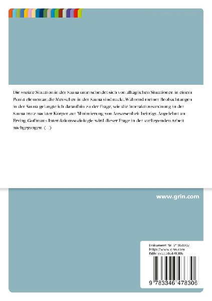 Die Minimierung von Anwesenheit nackter Körper innerhalb der Interaktionsordnung der Sauna