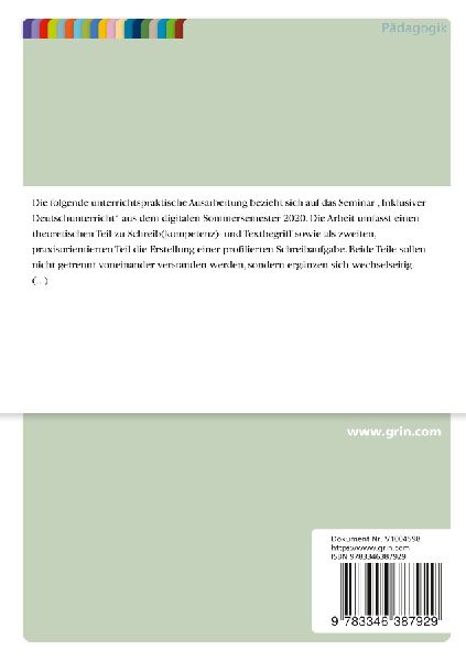 Profilierte Schreibaufgaben im inklusiven Deutschunterricht (Grundschule mit Förderschwerpunkt, Klasse 4)