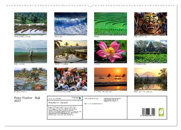 Peter Fischer - Bali 2027 (hochwertiger Premium Wandkalender 2027 DIN A2 quer), Kunstdruck in Hochglanz