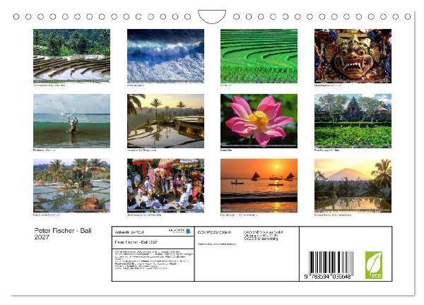 Peter Fischer - Bali 2027 (Wandkalender 2027 DIN A4 quer), CALVENDO Monatskalender
