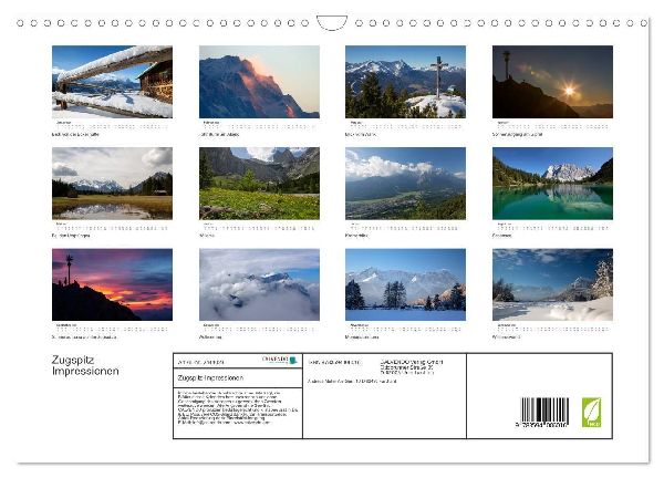 Zugspitz-Impressionen (Wandkalender 2027 DIN A3 quer), CALVENDO Monatskalender