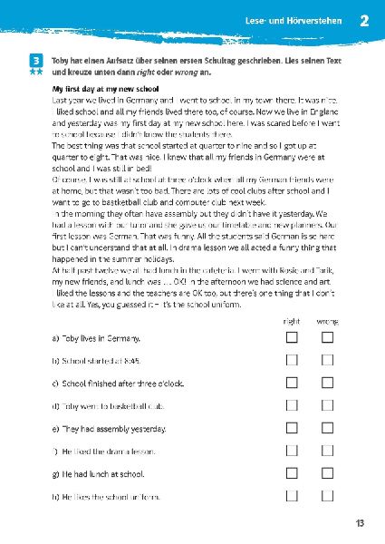 Klett 10-Minuten-Training Englisch Lese- und Hörverstehen 6. Klasse