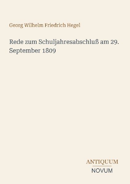 Rede zum Schuljahresabschluß am 29. September 1809