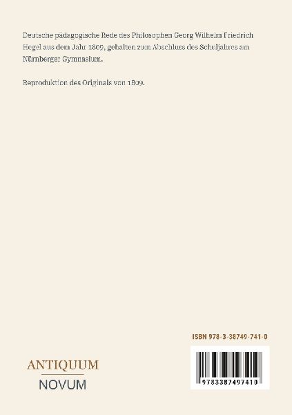 Rede zum Schuljahresabschluß am 29. September 1809