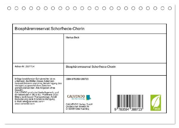 Biosphärenreservat Schorfhede-Chorin (Tischkalender 2027 DIN A5 quer), CALVENDO Monatskalender