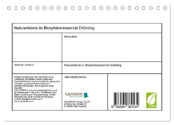 Naturerlebnis im Biosphärenreservat Drömling (Tischkalender 2027 DIN A5 quer), CALVENDO Monatskalender