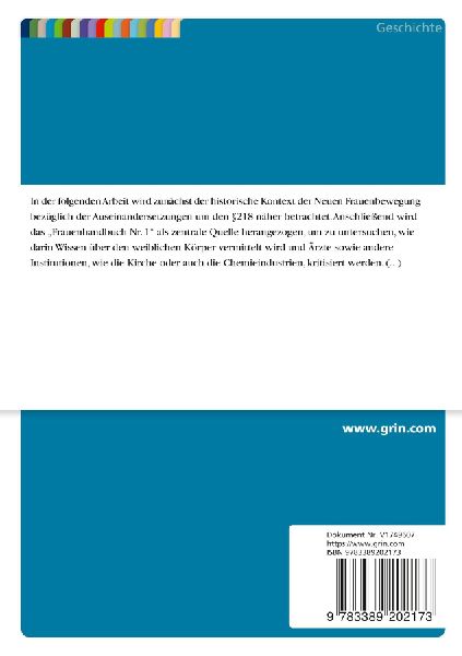 "Mein Bauch gehört mir". Die neue Frauenbewegung und medizinische Selbstbestimmung