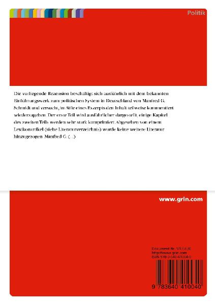 Rezension zu "Schmidt, Manfred G., Das politische System Deutschlands"