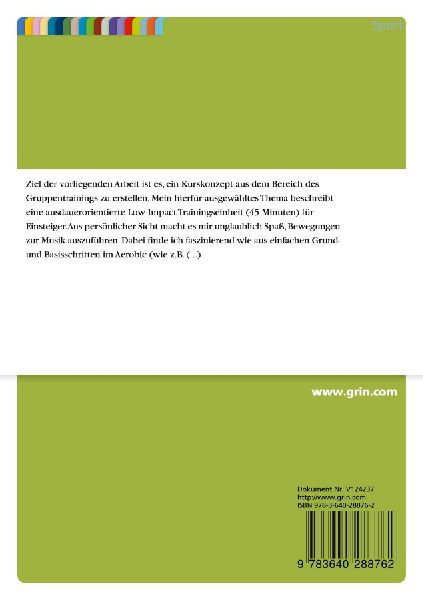 Gruppentrainer B Lizenz. Kurskonzept "Low Impact für Einsteiger"