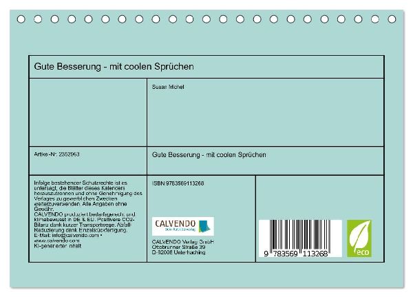 Gute Besserung - mit coolen Sprüchen (Tischkalender 2027 DIN A5 quer), CALVENDO Monatskalender