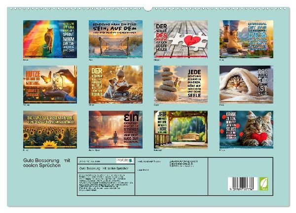 Gute Besserung - mit coolen Sprüchen (hochwertiger Premium Wandkalender 2027 DIN A2 quer), Kunstdruck in Hochglanz