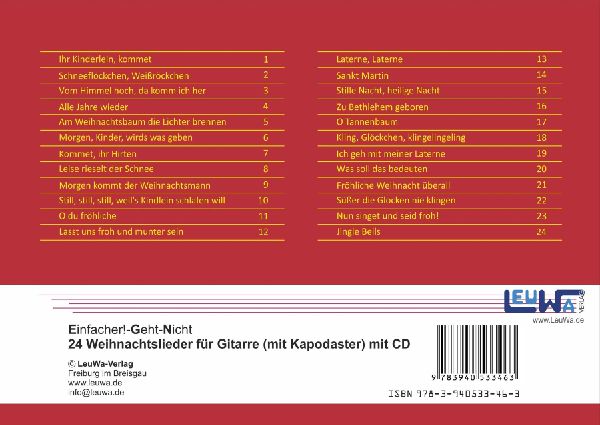Einfacher!-Geht-Nicht: 24 Weihnachtslieder für Gitarre (mit Kapodaster) mit CD
