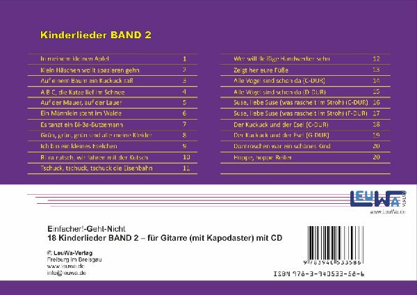 Einfacher!-Geht-Nicht: 18 Kinderlieder BAND 2 - für Gitarre (mit Kapodaster) mit CD