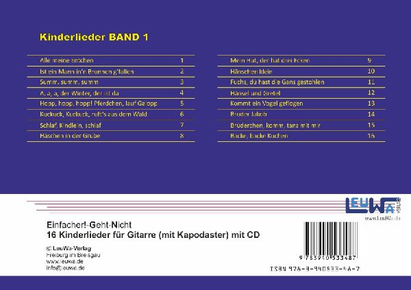 Einfacher!-Geht-Nicht: 16 Kinderlieder BAND 1 - für Gitarre (mit Kapodaster) mit CD