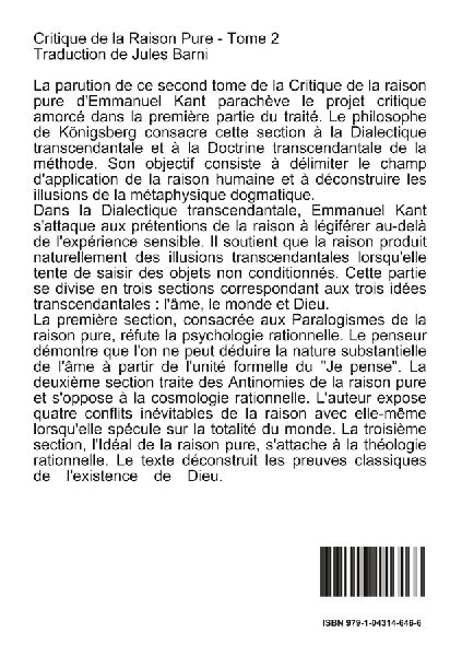 Critique de la Raison Pure - Tome 2