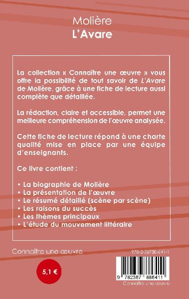 Fiche de lecture L'Avare de Molière (Analyse littéraire de référence et résumé complet)