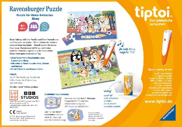tiptoi® Puzzle für kleine Entdecker: Bluey - 2x24 Teile