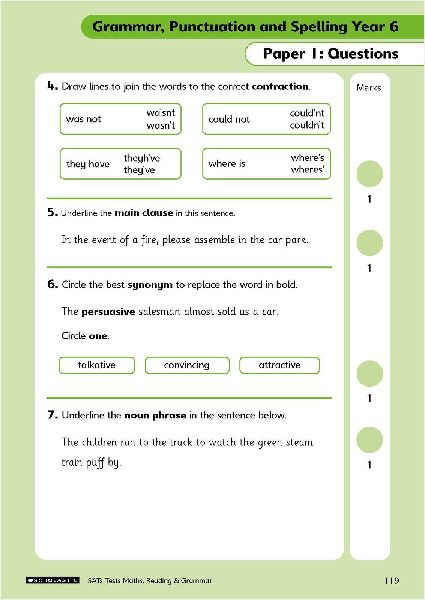 Grammar, Reading & Maths SATs Test Ages 10-11