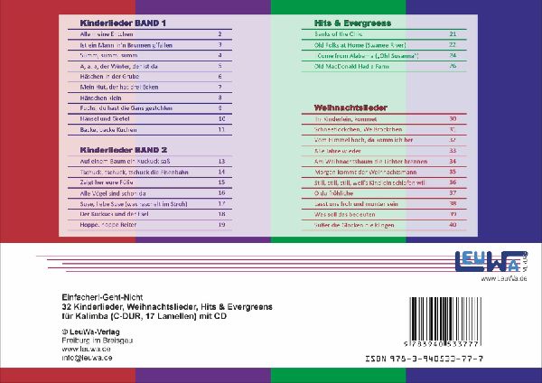 Einfacher!-Geht-Nicht: 32 Kinderlieder, Weihnachtslieder, Hits & Evergreens für Kalimba (C-DUR, 17 Lamellen) mit CD