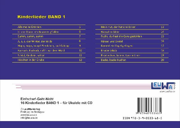 Einfacher!-Geht-Nicht: 16 Kinderlieder BAND 1 - für die Ukulele mit CD