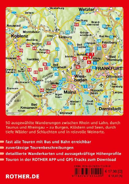 ROTHER Wanderführer Taunus. 50 Touren im Bergland zwischen Lahn, Rhein und Main