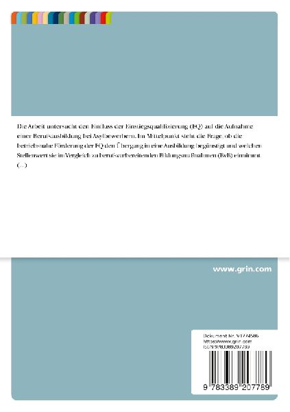 Einfluss der Einstiegsqualifizierung auf die Integration in Ausbildung bei Asylbewerbern im Landkreis Verden