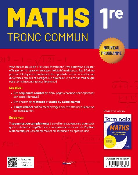 Maths Tronc Commun 1re - Entraînement à l'épreuve anticipée du Bac