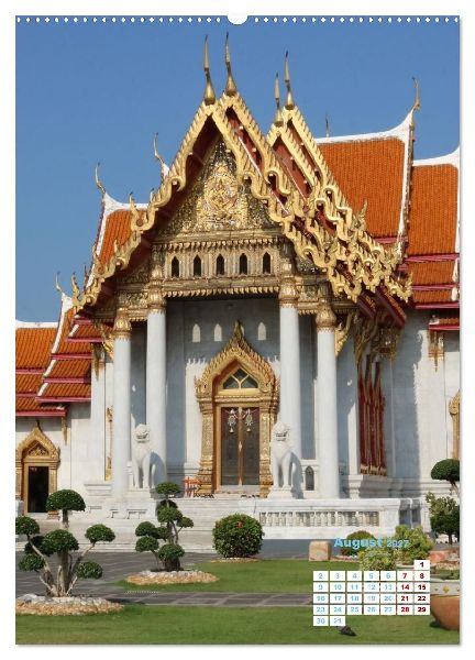 Bangkoks Tempel - Goldene Pagoden und safrangelbe Roben (Wandkalender 2027 DIN A2 hoch), CALVENDO Monatskalender