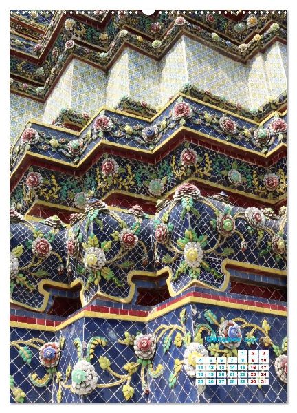 Bangkoks Tempel - Goldene Pagoden und safrangelbe Roben (Wandkalender 2027 DIN A2 hoch), CALVENDO Monatskalender