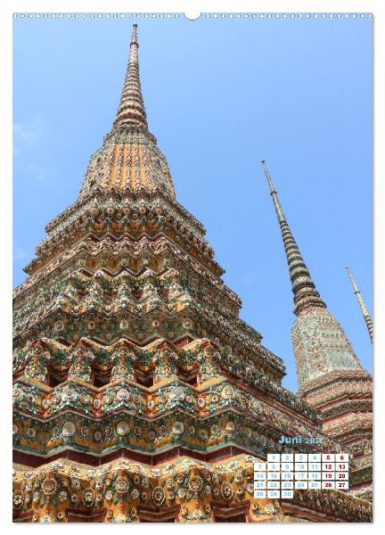 Bangkoks Tempel - Goldene Pagoden und safrangelbe Roben (hochwertiger Premium Wandkalender 2027 DIN A2 hoch), Kunstdruck in Hochglanz