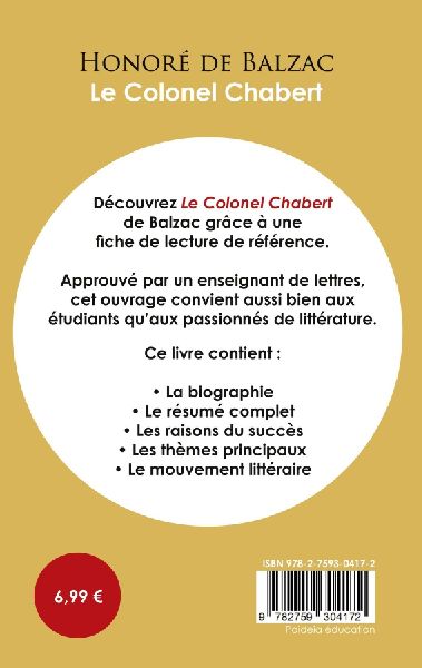 Fiche de lecture Le Colonel Chabert (Étude intégrale)
